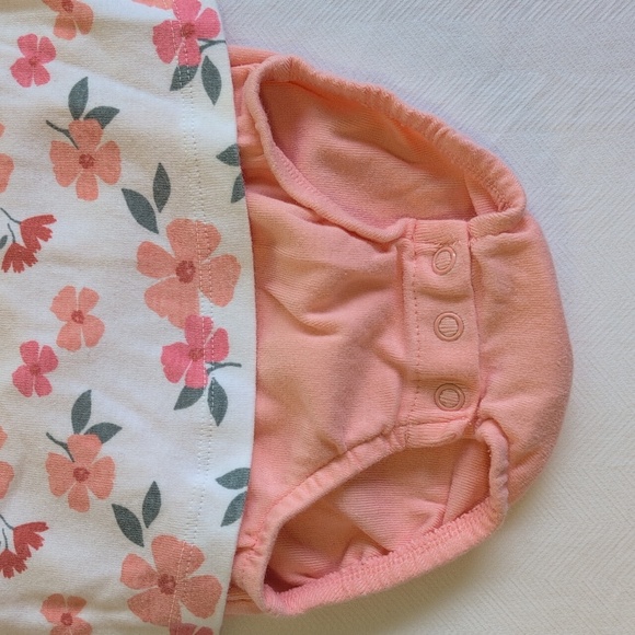 child of mine peach floral cotton bodysuit dress 6-9 months baby girl - Picture 3 of 8